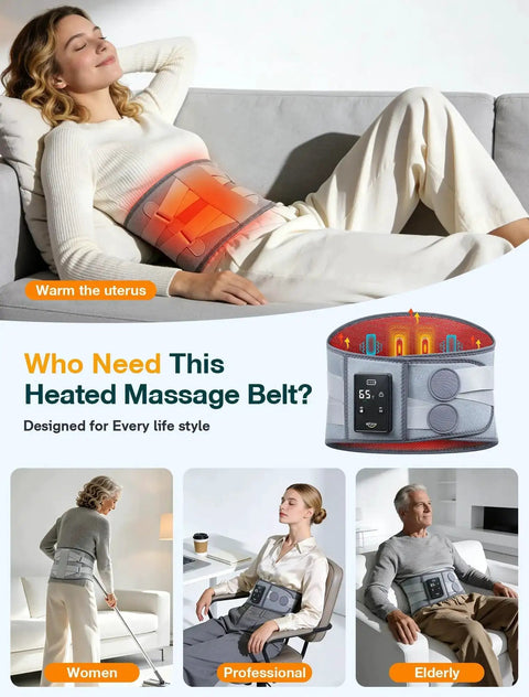 67 Inch Cordless Heating Pad For Back Pain Relief With 3 Heat Levels And 5 Vibration Intensities demonstration on woman