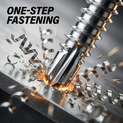 12 By 2 And A Half Inch Flat Head Phillips Self Tapping Screws For Metal And Plastic, 410 Stainless Steel High Hardness Self Drilling Screws shown in drilling action