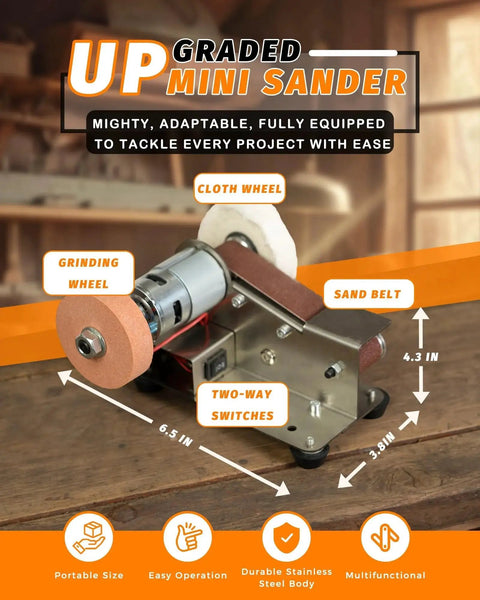Mini Belt Sander Electric Small Sander For Knife Making And Woodworking 7 Adjustable Speed Belt Grinder with labels