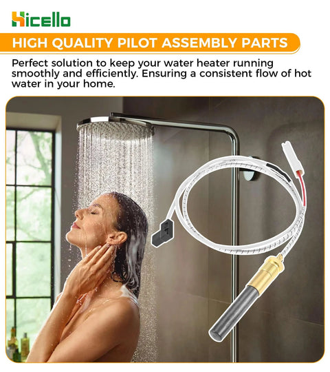 Gas minivolt thermopile replacement kit for Bradford White water heater; Honeywell pilot assembly with brass fitting.