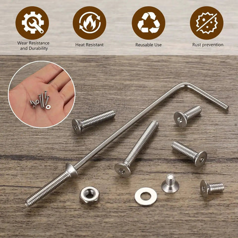 Beefy 1110 Pcs M2.5 Screw Set With 304 Stainless Steel Flat Head Hex Socket Cap Screws Countersunk Bolts Nuts And Washers displayed