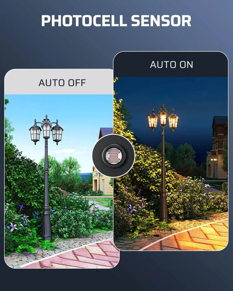 Outdoor Post Light Dusk To Dawn Sensor Switch For Auto On Off Photoelectric Control during day and night comparison