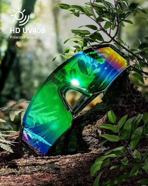 Polarized Sports Sunglasses For Men And Women, UV400 Protection, Wraparound Sun Glasses For Cycling And Running on log