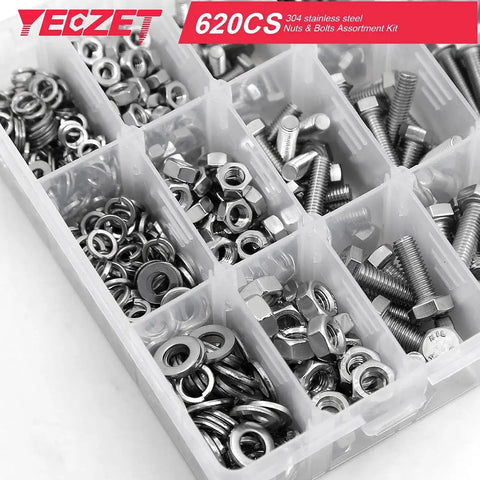 Heavy Duty Stainless Steel Bolts And Nuts Kit 620 Pieces M4 M5 M6 304 Grade Set in storage box