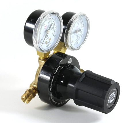 Inert Gas Regulator Gauges For Nitrogen Argon Helium Systems With CGA 580 Inlet Nine Sixteenths By Eighteen RH Outlet One Quarter Inch