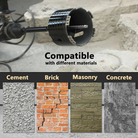 1 Inch Diamond Core Drill Bit With SDS Plus Adapter For Dry And Wet Drilling, attached to drill, compatible with cement, brick, masonry, concrete.