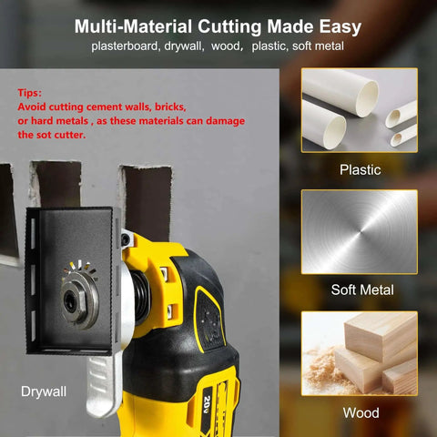 Upgrade Square Slot Cutter for Drywall and Wood Stainless Steel Outlet Cutter built for DeWalt 20V Max in use cutting drywall