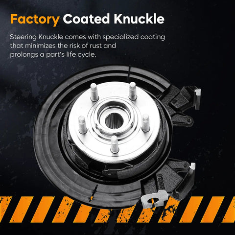 Rear Wheel Hub Bearing Steering Knuckle Assembly Right Passenger Side For 2002-2005 Ford Explorer And Mercury Mountaineer Replacement 698-012 Easy Install Plug-And-Play Durable OEM-Style Knuckle, showcasing the factory coating.