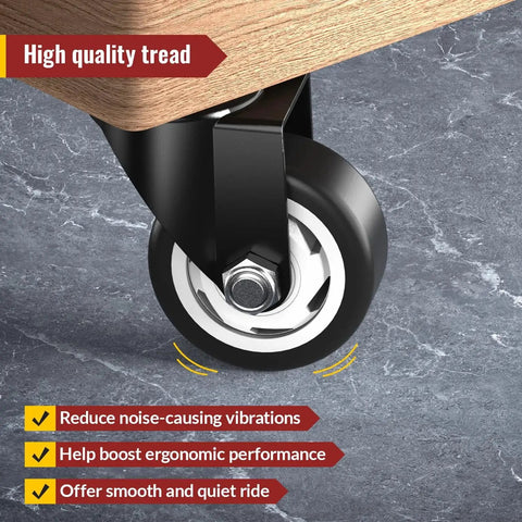 Close-up of a 3 inch swivel caster wheel with steel frame and PVC wheel on concrete floor, part of a heavy duty plate caster pack of 4.