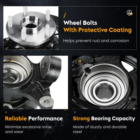 Front Right Steering Knuckle And Wheel Bearing Hub Assembly Compatible With 3.5L Camry 2007 2011 And ES350 2007 2012 Front Passenger Side Spline 30 686 260 LK044, showcasing wheel bolts with protective coating and strong bearing capacity.