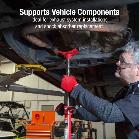Underhoist Vehicle Component Support Stand For Auto Shop Use Three Quarter Ton Capacity 12 Inch Base in use under vehicle