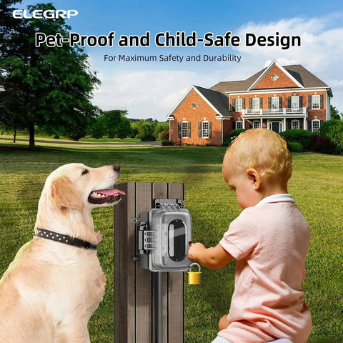 Child and dog near Outdoor GFCI Outlet Kit With Weatherproof In Use Cover And Metal Box, 1 Gang, 20 Amp Self Test Receptacle