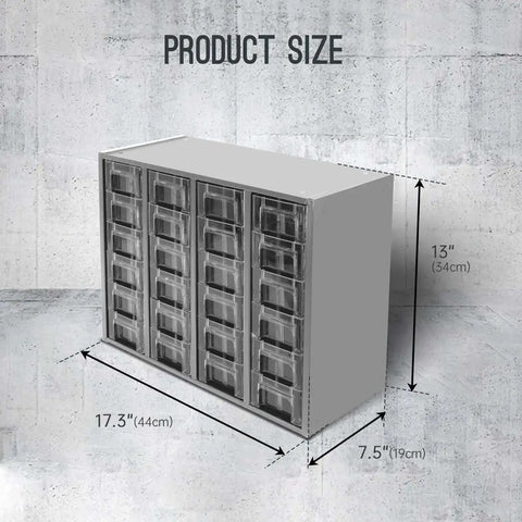 Heavy Duty 24 Drawer Metal Parts Cabinet With Clear PS Drawers Bolt And Nut Organizer For Workshop Garage Or Office