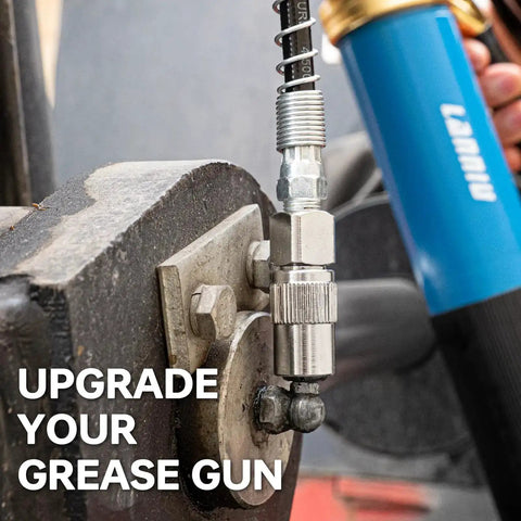 Heavy Duty 4 Jaw Quick Release Grease Gun Coupler With Secure Lock For 12,000 PSI High Pressure Jobs attached to equipment