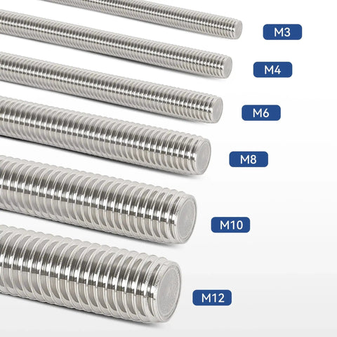 M3 Stainless Steel Threaded Rods Kit 24 Pcs 26mm With Nuts Right Hand Thread assorted sizes M3 to M12