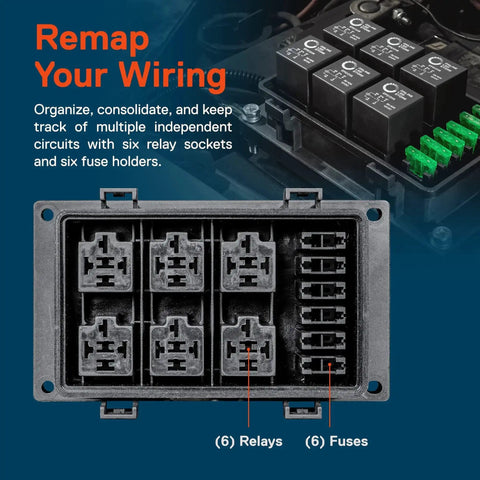 12V DC Auto Waterproof Fuse And Relay Box With Six Relay Sockets And Six Fusible Holders Bosch Style Relays Holder