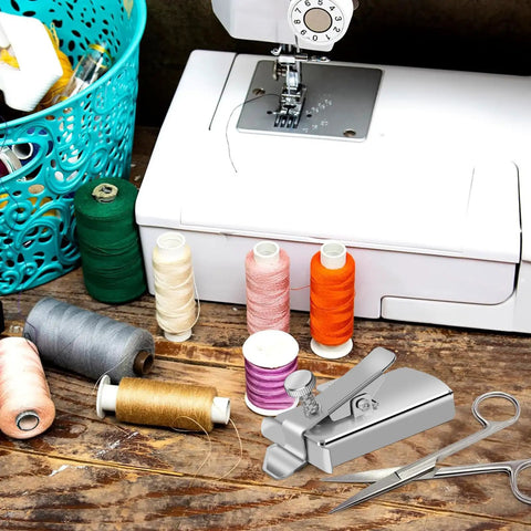 TIGARI magnetic seam guide for sewing machines with clip, silver metal ruler accessory
