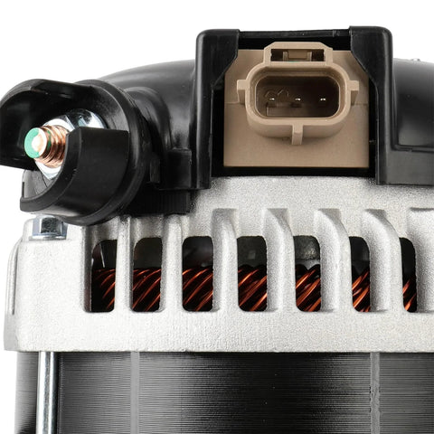 Close-up of Drop-In Replacement 12V 155Amp CW Alternator Fits Ford Crown Victoria 2009, E-Series, showing connector detail.