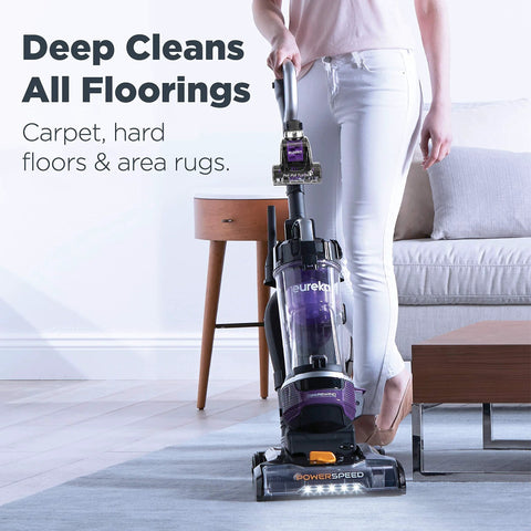 Eureka PowerSpeed upright vacuum, purple, automatic cord rewind for carpet and hard floors