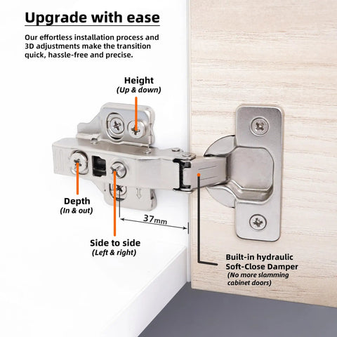 Full Overlay European Soft Close Cabinet Hinges For Kitchen Cabinets 20 Pieces 105 Degree Frameless Concealed Cabinet Door Hinge Six Way Adjustable Clip On Plate For Easy Installation DecoBasics installed view