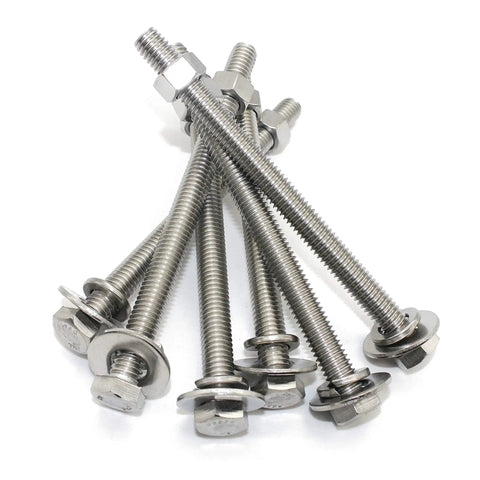 Heavy Duty 5/16-18 X 4 Inch Stainless Steel Hex Head Bolts Kit With Fully Threaded Shafts Includes Hex Nuts Fender Flat Washers And Split Lock Washers 304 Grade Stainless Steel All In One Bolt Set By Bolt Fullerkreg