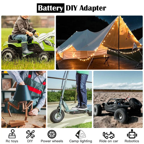 Power Wheel Adapter 12V Battery Conversion Kit With Switch And Fuse 12AWG Wire Terminals Plug And Play Connector for DIY setups