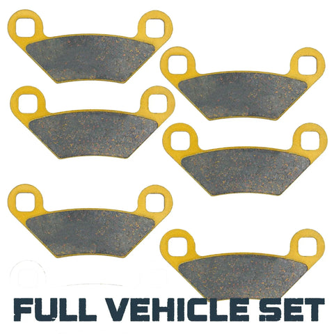 Polaris Sportsman ATV ceramic brake pad set, front & rear, six pads shown