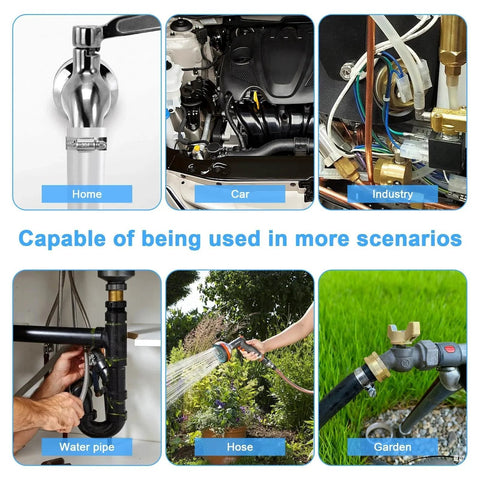 40 Piece Stainless Steel Hose Clamp Set With Adjustable Worm Gear Clamps For Fuel Lines Plumbing And Garden used in various scenarios including home, car, industry, water pipe, hose, and garden applications.