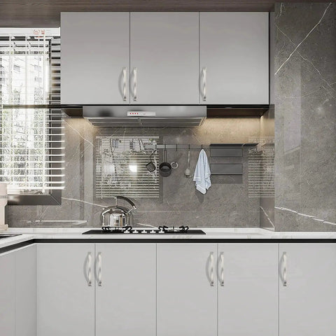 Modern kitchen with 10 Pack 4 Inch Brushed Satin Nickel Cabinet Handles And Pulls For Kitchen Cabinets And Cupboards installed.
