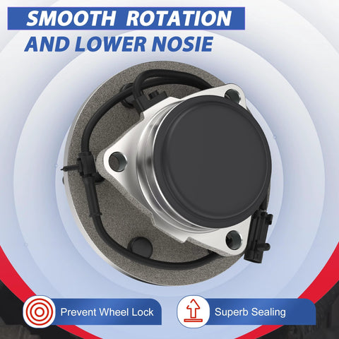 Front Wheel Hub Bearing Assembly For 2WD Chevy Tahoe And Avalanche With ABS 6 Lug Fits 2000 To 2006 Tahoe And 2002 To 2006 Avalanche Premium Replacement Part For Smooth Steering And Reliable Braking 515053, top view showing wiring and sealing features.