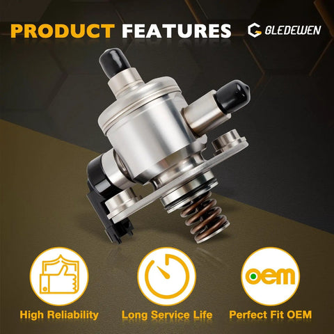 High Pressure Fuel Pump Kit For Chevy Camaro Caprice Colorado Traverse Equinox Impala Buick Lacrosse Enclave Allure Cadillac ATS CTS SRX XTS GMC Canyon Terrain, stainless steel, front view