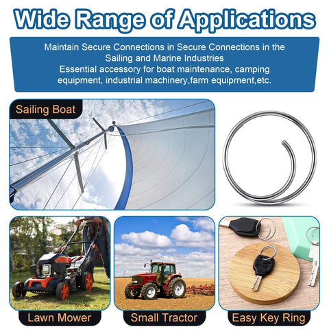 Wide Range of Applications for 66 Piece Stainless Steel Cotter Ring Kit With Five Sizes Durable 316 Stainless Steel Split Rings