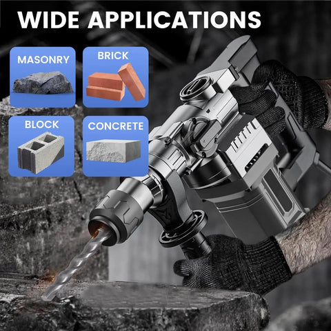 Wide applications of 17 Piece Cemented Carbide Drill Bit And Chisel Set With Compact Storage Case And Handle for masonry work.