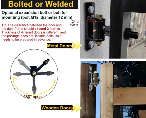 Three Quarter Inch T Bolt Gate Hinges With Thickened Solid Steel And Bearings For 90 Or 180 Degree Swing Weld On Or Bolt On, metal and wood door options