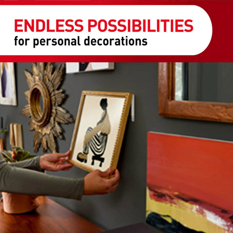 Applying picture using Clear Variety Pack For Damage Free Hanging With Eight Pairs Of Picture Hangers, ideal for home decor.