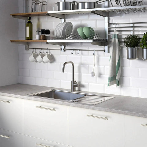 Modern kitchen featuring cabinets with 10 Pack 5 Inch Cabinet Pulls In Brushed Nickel Stainless Steel For Kitchen Cabinets And Drawers