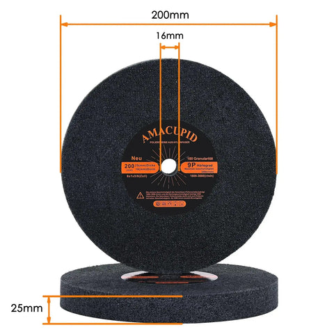 Nylon Fiber Buffing Wheel 8 Inch 9P Hardness With Silicon Carbide Abrasive 180 Grit Five Eighths Inch Arbor For Bench Grinder