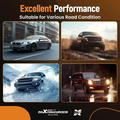 Montage of vehicles driving in various conditions showcasing excellent performance