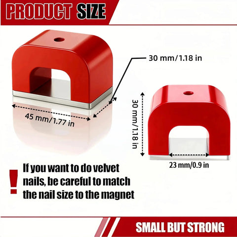 30Lb Red Cast Horseshoe Magnet Alnico U Magnet For Nails DIY Education, dimensions shown for size reference, including height and width.