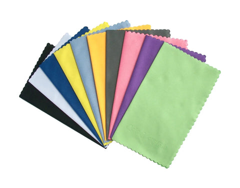 10 Pack Microfiber Cleaning Cloths 7x6 Inch For Phones Tablets Laptops Glasses in assorted colors displayed fan-shaped
