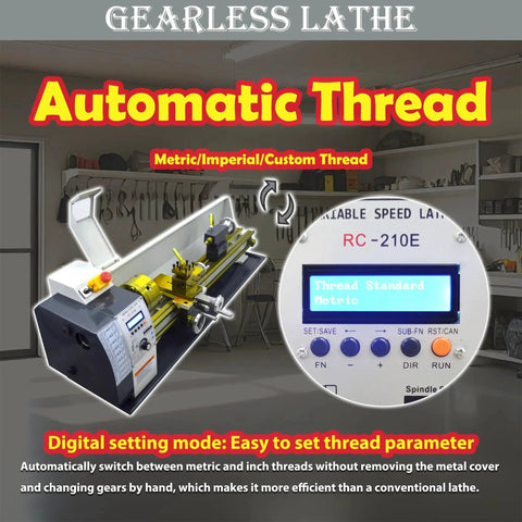 Gearless 8x31 Metal Lathe With Electronic Leadscrew Auto Metric Inch Thread Switching 1100W Brushless Motor display