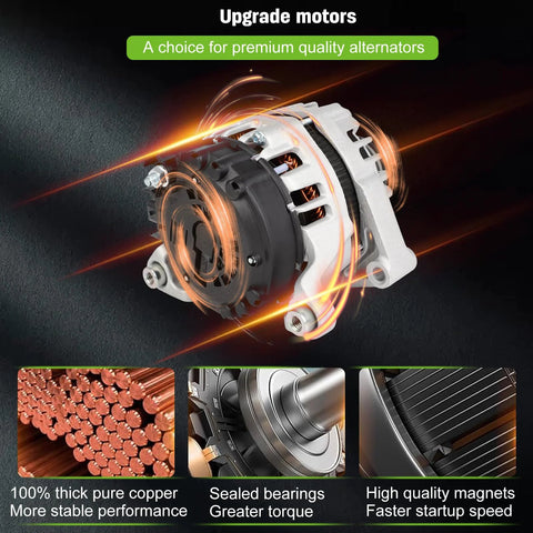 High Output 12V 130Amp Car Alternator With CW Pulley SC6 Drop-In Replacement For Chevrolet Cruze 2011 Trax 2015 2016 Buick Encore 2013 2016 1.4L Engine OEM 11399 AVA0132 Compatible displayed with high-quality copper wires, sealed bearings, and smooth pulley surface in promotional image.