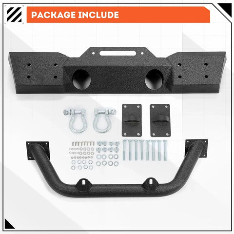 Stubby Front Bumper For Jeep Wrangler JK JL Gladiator JT With Fog Light Housing components and hardware