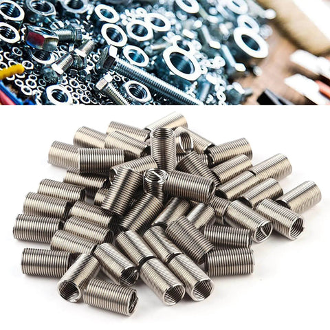 50 Pieces M10x1.25 Helical Stainless Steel Threaded Inserts With Locking Wire Anti Loosening Sleeves Spiral Circle Repair Inserts