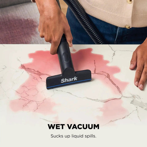 EveryMess Ultra Powerful Mess Busting 3 In 1 Wet Vacuum Dry Vacuum And Stain Eliminator in use on liquid spill on countertop