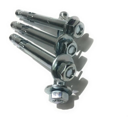 Concrete Sleeve Anchors With Nuts And Washers, Zinc Plated Steel Hex Head, 5/16 Inch By 2.5 Inch, Masonry Fasteners, 4 Pack