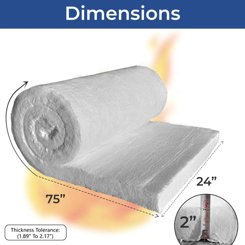 Ceramic fiber blanket insulation, 2 in thick, 24 x 75 in, high-temp fireproof insulation for stove and kiln by Amazon