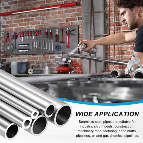 304 Stainless Steel Capillary Tube 6mm ID 8mm OD 300mm Length displayed with workshop tools and technician