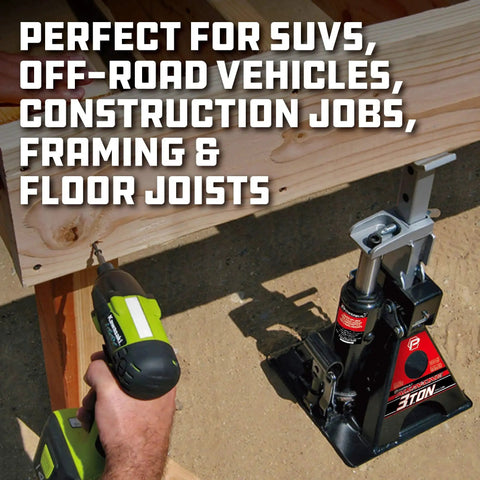3 Ton All In One Hydraulic Bottle Jack And Jackstand With Ratcheting Safety Bar used on wooden structure in construction
