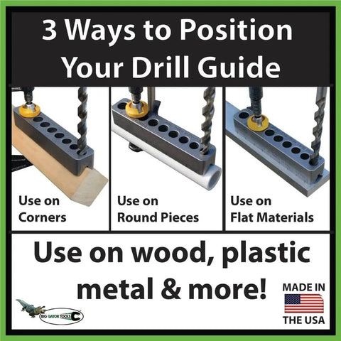 Compact V Drill Guide With Twenty One Drill Sizes For Straight, Accurate Hand Drilling On Flat Surfaces, Corners And Round Parts